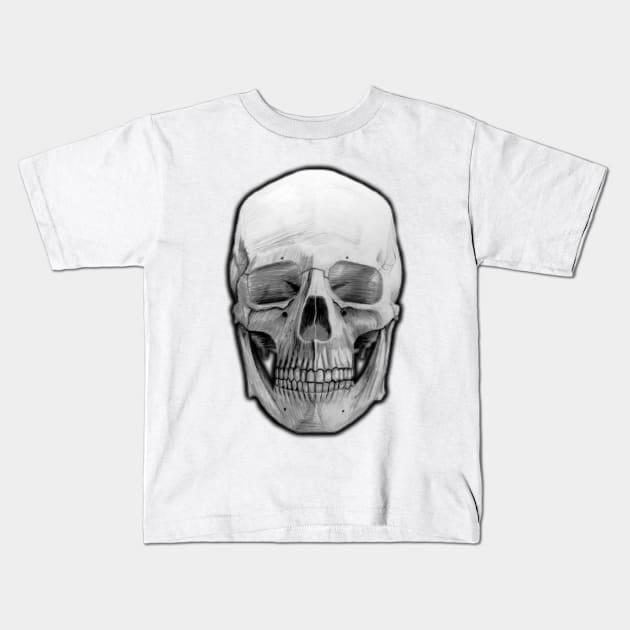 Skull Drawing Design Kids T-Shirt by SPACE ART & NATURE SHIRTS 